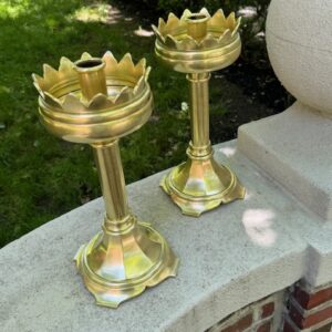 Brass Art Deco large Candle holders