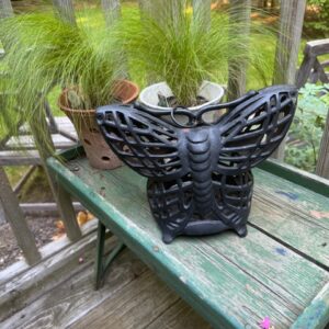 Butterfly vintage Japanese cast iron lantern